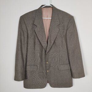 Men's Stars Toronto Blazer Black Gray Size 40R Silk Wool Glen Plaid Quiet Luxury